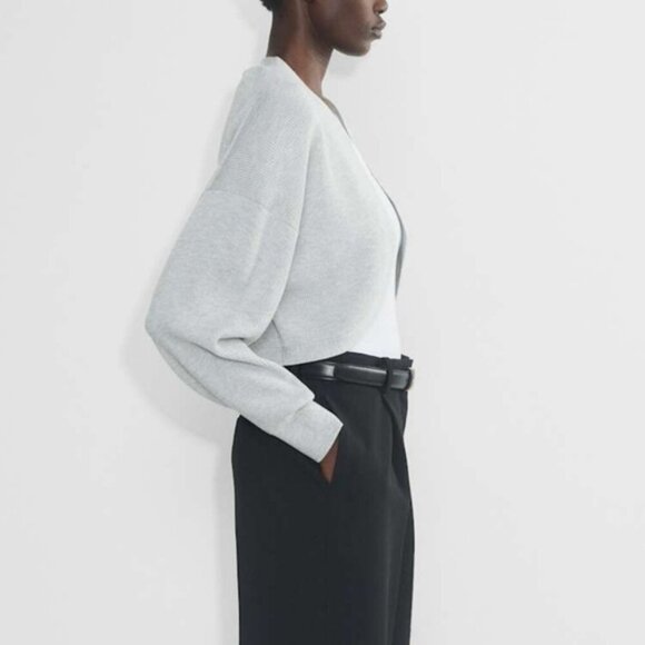 BABATON Decision Shrug Heather Chrome Grey Crop Cardigan Sweater XS - Picture 4 of 13